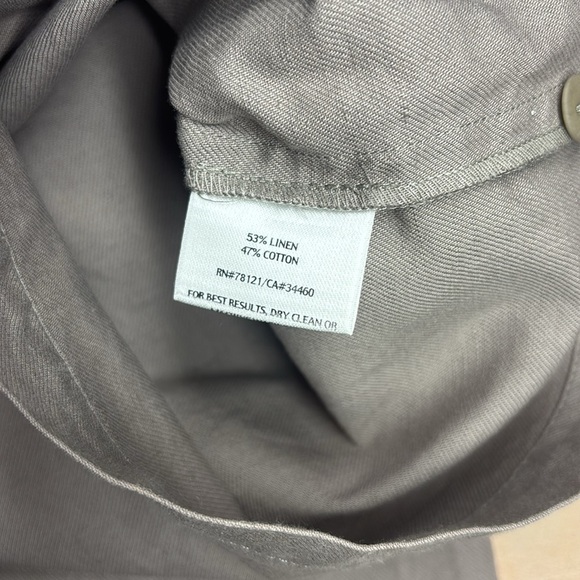 Eileen Fisher women’s Khaki linen pants, trousers, button, flat front, large - Picture 6 of 7